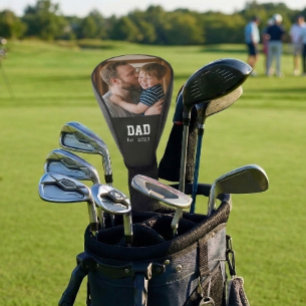 Dad Established Fun Bold Text Photo Golf Head Cover