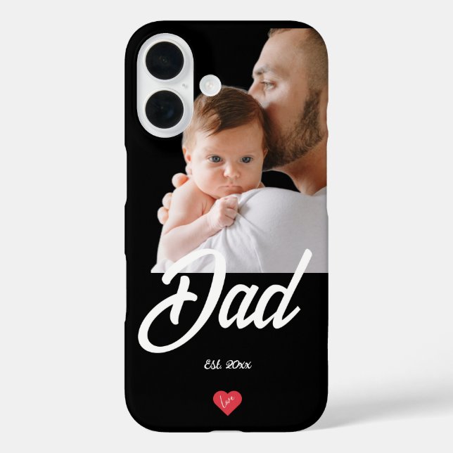 Dad Established Fun Script Photo Heart Gift Case-Mate iPhone Case (Back)
