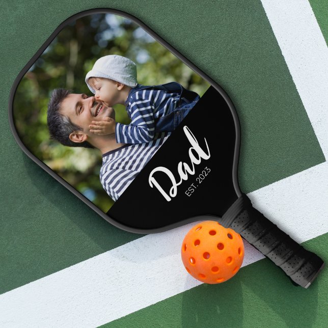 Dad Established Fun Script Photo Pickleball Paddle (Creator Uploaded)