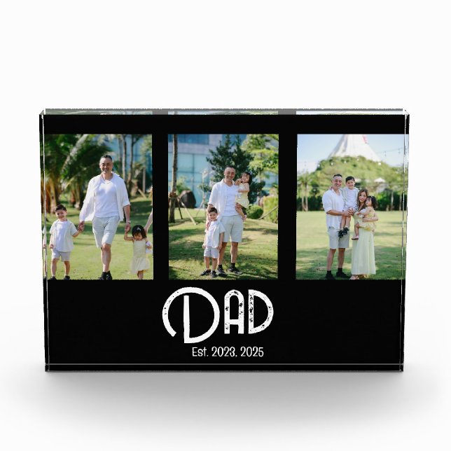 Dad Established Grunge Text 3 Photo Block (Front)