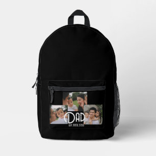 Dad Established Grunge text 3 photo Printed Backpack