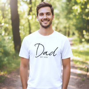 Dad Established Minimal Modern Script Black White T-Shirt