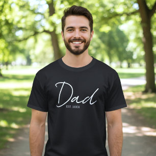 Dad Established Minimal Script Black White T-Shirt