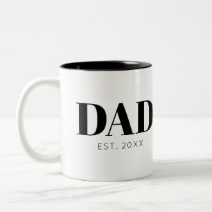 Dad Established Minimal Simple Text Est Year Two-Tone Coffee Mug