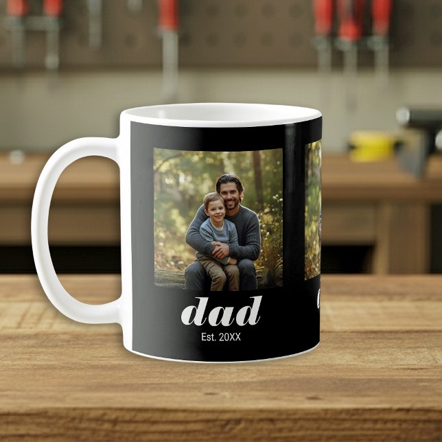 Dad Established Modern 3 Photo Coffee Mug (Creator Uploaded)