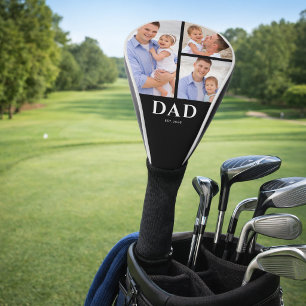 Dad Established Modern Black 3 Photo Golf Head Cover