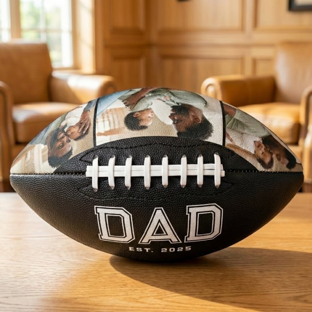 Dad Established Modern Bold Black 3 Photo Football (Creator Uploaded)