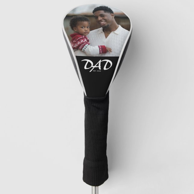 Dad Established Modern Bold Photo Golf Head Cover (Front)