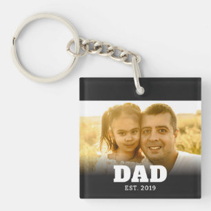 Dad Established Modern Bold Photo Keychain