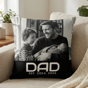 Dad Established Modern Bold Photo Throw Pillow