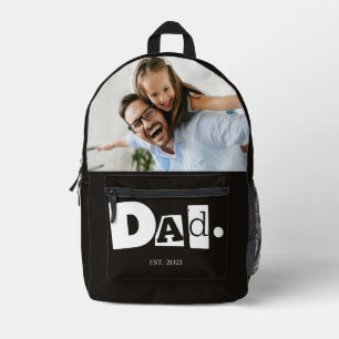 Dad Established Modern Custom Photo Printed Backpack