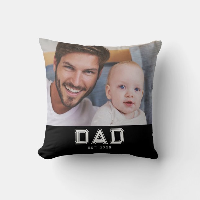 Dad Established Modern Photo Bold Throw Pillow (Front)