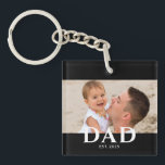 Dad Established Modern Photo Keychain<br><div class="desc">Personalized Dad Established photo design with classic minimalist typography. This new dad keepsake celebrates the year he became a dad and showcases a favorite family photo. A meaningful reminder of fatherhood and a heartfelt gift for a proud new dad.</div>