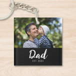 Dad Established Modern Script Photo Keychain<br><div class="desc">Black White Dad Established Script Photo Design. Replace the photo with your own of your kids and change the years to the years you became a dad.</div>