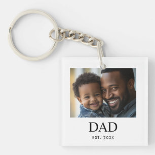 Dad Established Modern Simple Photo Keychain