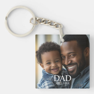 Dad Established Modern Simple Photo  Keychain