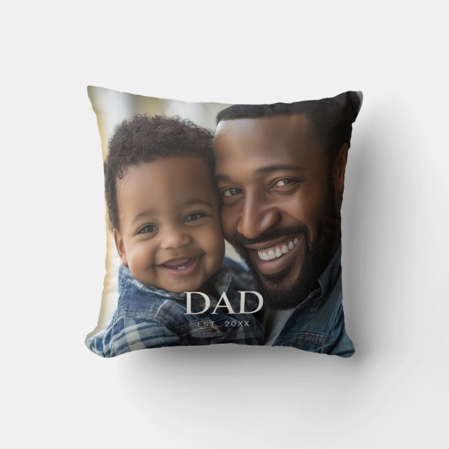 Dad Established Modern Simple Photo  Throw Pillow (Front)