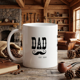 Dad Established Moustache year western vintage Coffee Mug