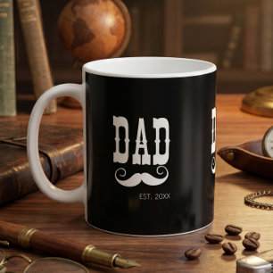 Dad Established Moustache year western vintage Coffee Mug
