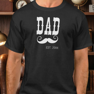 Dad Established Moustache year western vintage T-Shirt