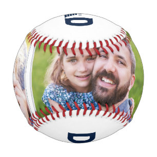 Dad Established Navy Blue Fun 3 Photo Baseball