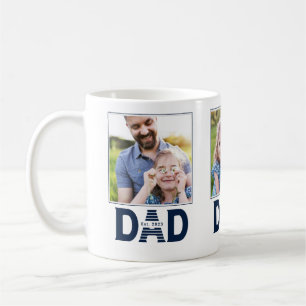 Dad Established Navy Blue Fun 3 Photo Coffee Mug