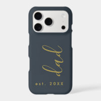 Dad Established Navy Blue Gold Father Keepsake