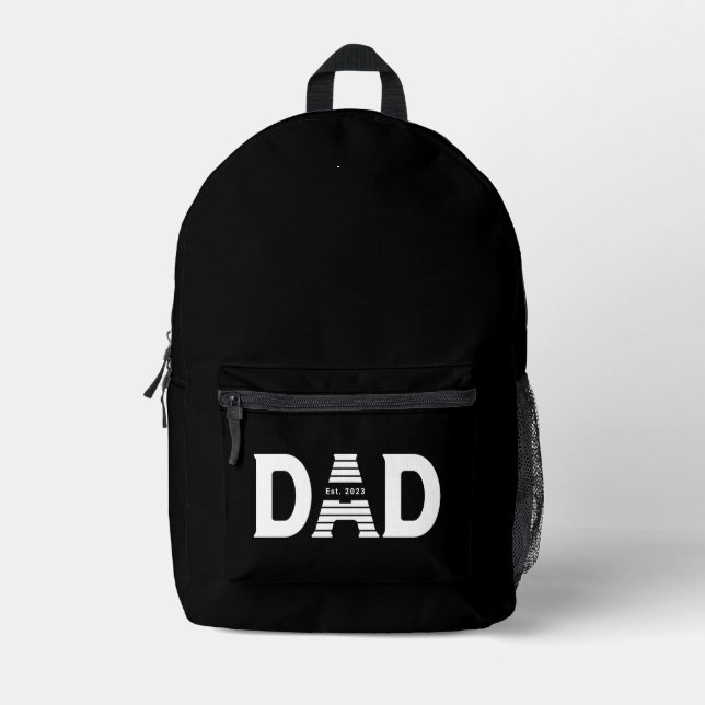 Dad Established New Dad Gift Printed Backpack (Front)