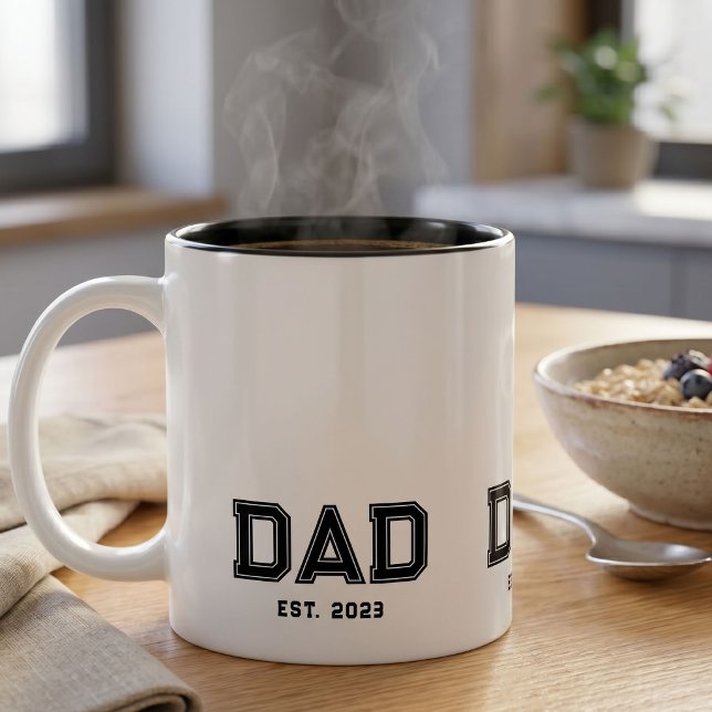 Dad Established New Dad Gift Two-Tone Coffee Mug (Creator Uploaded)