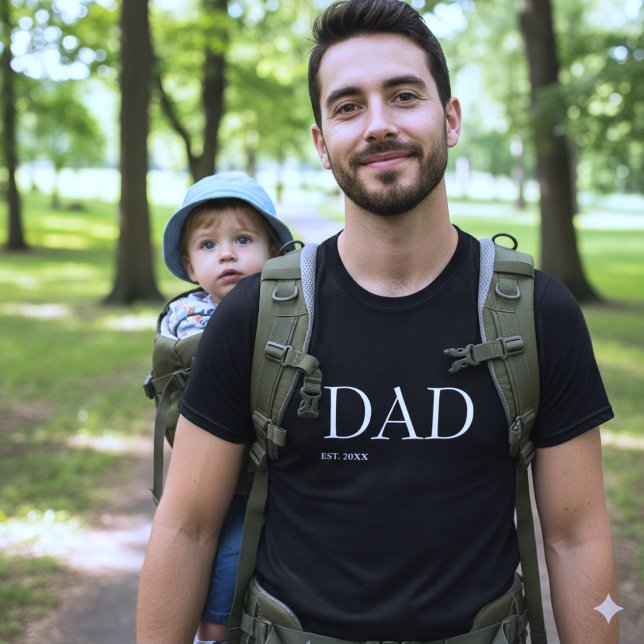 Dad Established New Dad Minimal Black White T-Shirt (Creator Uploaded)