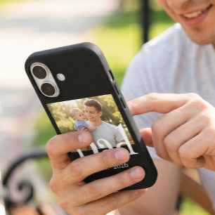 Dad Established Photo Black Fun Bold Simple iPhone 16 Case