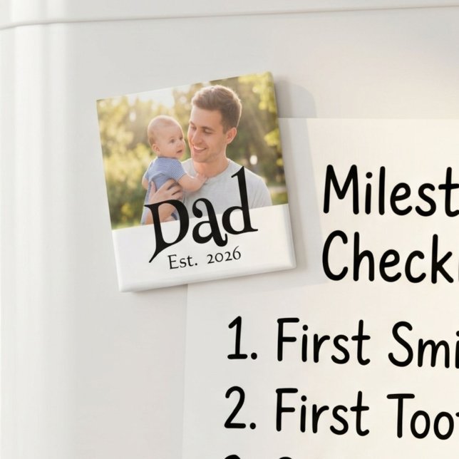 Dad Established Photo Black Fun Bold Simple Magnet (Creator Uploaded)