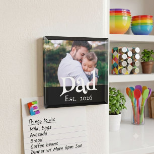 Dad Established Photo Black Fun Bold Simple Magnet