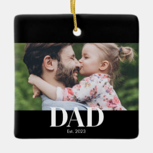 Dad Established Photo Ceramic Ornament