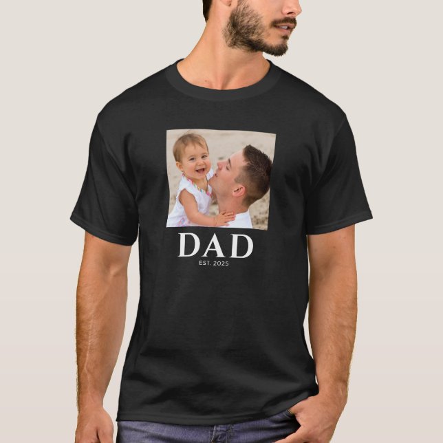 Dad Established Photo Father’s Day Black T-Shirt (Front)