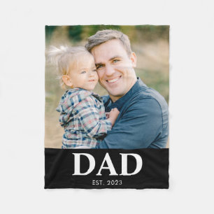Dad Established Photo Fathers Day Fleece Blanket