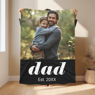 Dad Established Photo Father's Day Fleece Blanket