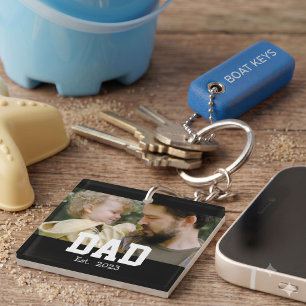 Dad Established Photo Father's Day Gift Keychain