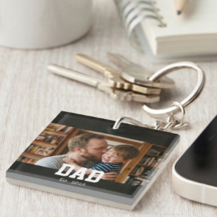 Dad Established Photo Father's Day Gift Keychain