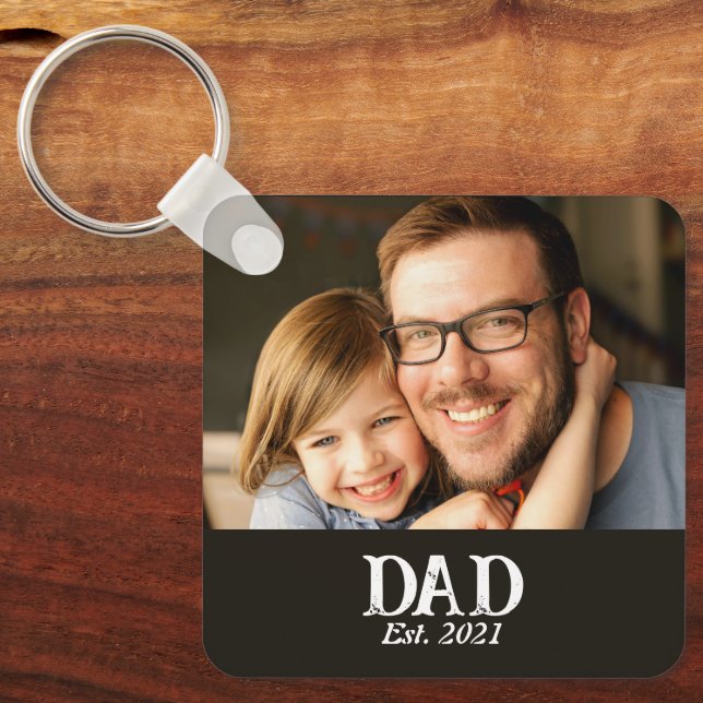 Dad Established Photo Father's Day Gift Keychain (Front)