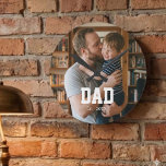 Dad Established Photo Father's Day Gift Round Clock<br><div class="desc">Dad Established photo acrylic round clock with minimal bold font DAD established with date or dates of the year your first child or each child was born in modern black and white theme. Keep the name "Dad" or change it to the name he is referred by. Totally up to you!...</div>