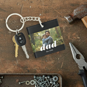 Dad Established Photo Father's Day Keychain