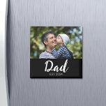 Dad Established Photo Father's Day  Magnet<br><div class="desc">Dad Established Photo Father's Day Gift - Minimal Elegant White Script Dad Typography - Add your photo,  custom "Est" established year date when your first child was born. Add additional years for each child.</div>