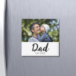 Dad Established Photo Father's Day  Magnet<br><div class="desc">Dad Established Photo Father's Day Gift - Minimal Elegant Black Script Dad Typography - Add your photo,  custom "Est" established year date when your first child was born. Add additional years for each child.</div>