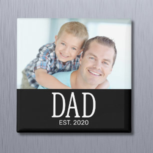 Dad Established Photo Father's Day  Magnet