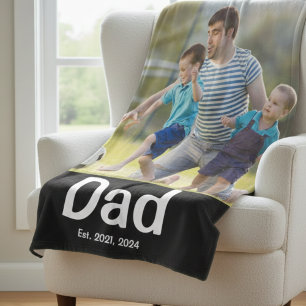 Dad Established Photo Fleece Blanket
