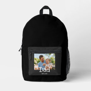 Dad Established Photo Fun Bold Black White Printed Backpack