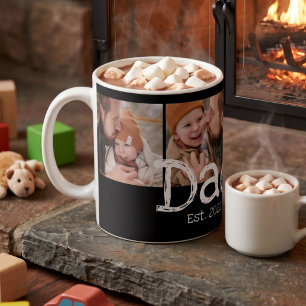 Dad Established Photo Fun Bold White Text Black Coffee Mug