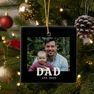 Dad Established Photo Gift Ceramic Ornament