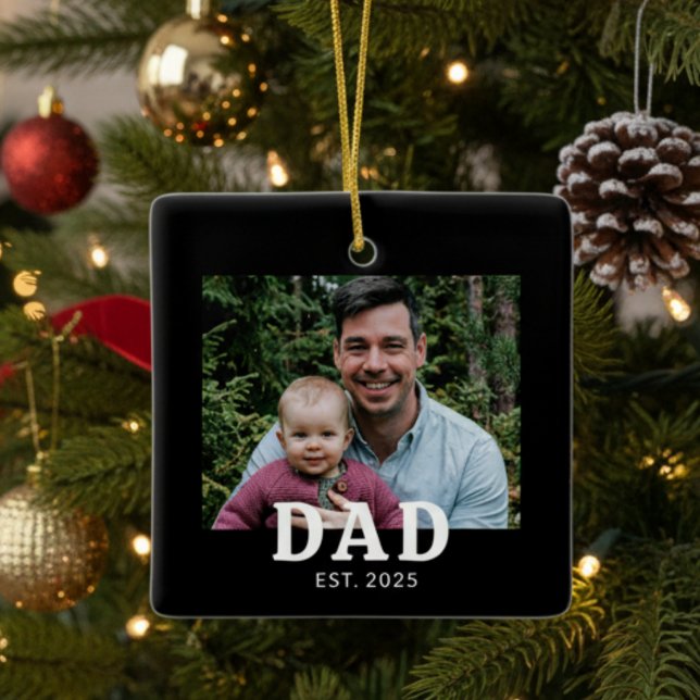 Dad Established Photo Gift  Ceramic Ornament (Creator Uploaded)